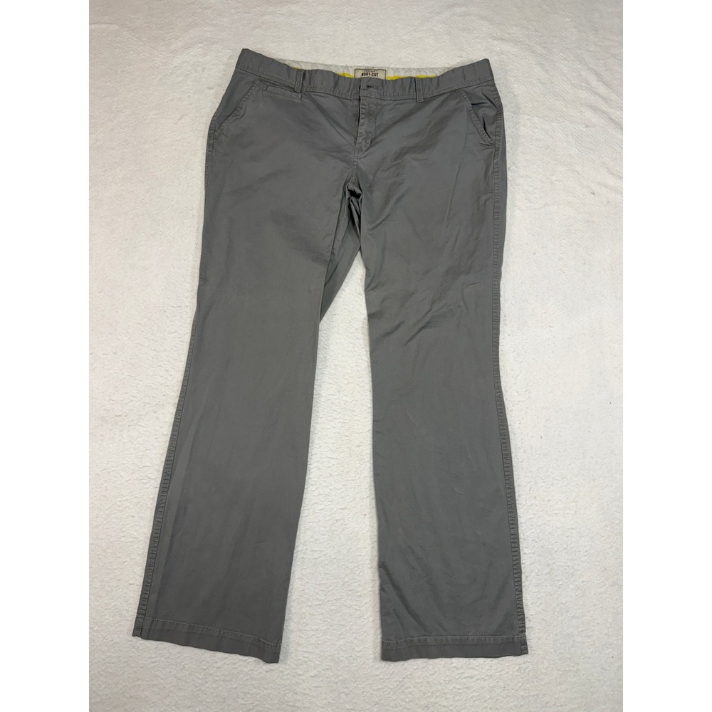 Old Navy Perfect Boot-Cut Khakis Gray Pants Womens 16 Long Stretch Chino